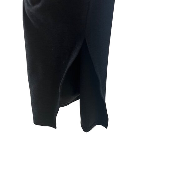 Beyond Yoga Black Midi Dress With Square Neckline & Side Slit - Picture 3 of 7